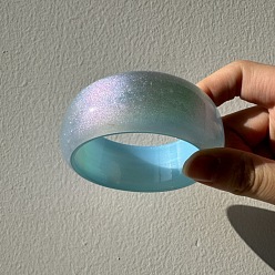 Светло-Голубой Браслеты из смолы для женщин, с блеском порошок, Небесно-голубой, внутренний диаметр: 2.44 дюйм (6.2 см)