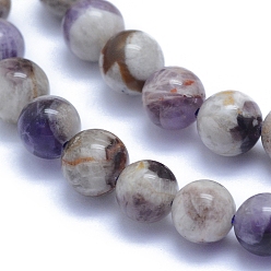 Amethyst Natural Chevron Amethyst Beads Strands, Round, 6~6.5mm, Hole: 0.8mm, about 66pcs/strand, 15.35 inch(39cm)