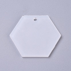 Transparent Transparente leere Acrylanhänger, Hexagon, für DIY Schlüsselanhänger oder Schmuck, Transparent, 43x49.5x2.5 mm, Bohrung: 3.5 mm