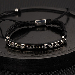 Rectangle 304 браслеты из плетеных бусин из нержавеющей стали, платина, прямоугольные, 7-1/8 дюйм (18 см)