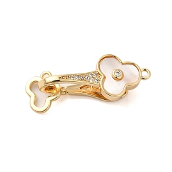 Настоящее золото 18K Латунное микропейв, прозрачный кубический цирконий, складные застежки, без кадмия, без никеля и без свинца, с оболочкой, цветок, реальный 18 k позолоченный, 31 мм, отверстие : 1.2 мм