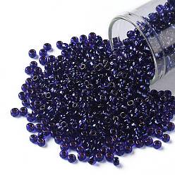 (743) Copper Lined Transparent Sapphire TOHO Round Seed Beads, Japanese Seed Beads, (743) Copper Lined Transparent Sapphire, 8/0, 3mm, Hole: 1mm, about 10000pcs/pound