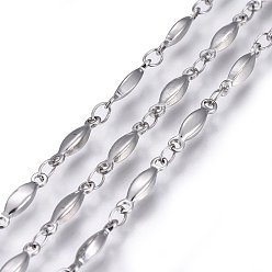 Stainless Steel Color Tarnish Resistant 304 Stainless Steel Link Chains, Soldered, Oval, Stainless Steel Color, 11x2.5x2mm