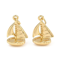 Real 18K Gold Plated Brass Pendants, Sailboat Charms, Rack Plating, Long-Lasting Plated, Lead Free & Cadmium Free, Real 18K Gold Plated, 18.5x12.5x7mm, Hole: 3mm