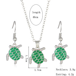 Tortoise Комплекты из ожерелий и серег с подвесками из эмали, платина, черепаха, 40 мм и 460 мм