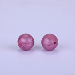Orchid Round Silicone Focal Beads, Chewing Beads For Teethers, DIY Nursing Necklaces Making, Orchid, 15mm, Hole: 2mm