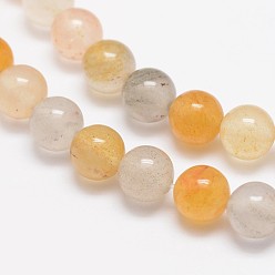 Yellow Hematoid Quartz Round Natural Yellow Hematoid Quartz Beads Strands, Ferruginous Quartz, 8mm, Hole: 1mm, about 48pcs/strand, 14.9 inch