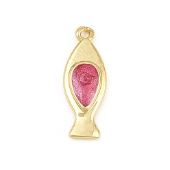 Roja Colgantes de latón, encantos de pescado, con esmalte, sin plomo y cadmio, chapado en rack, larga duración plateado, real 18 k chapado en oro, rojo, 20x7x2.5 mm, agujero: 1.5 mm