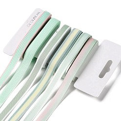 Светло-голубой 18 ярдов 6 стилей полиэфирной ленты, для поделок своими руками, бантики для волос и украшение подарка, зеленая цветовая палитра, светло-голубой, 3/8~1/2 дюйм (9~12 мм), около 3 ярдов / стиль