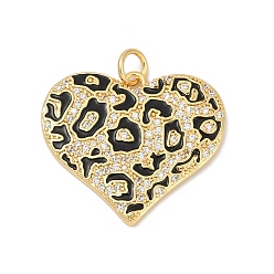 Сердце Латунные микро проложить кубического циркония подвески, с эмалью, с целью перехода в кольце, сердце, 21.5x24.5x2 мм, отверстие : 3.5 мм