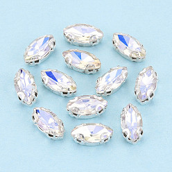 Хрусталь AB Пришить бусины монте из стразов, с настройками латуни, аксессуары для одежды, лошадиный глаз , хрусталь AB, 9.8x5x4 мм, отверстие : 1 мм, около 2000 шт / упаковка