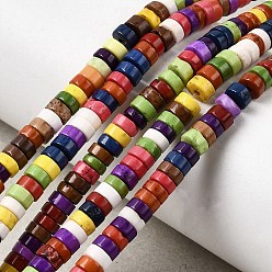 (52) Непрозрачная лаванда Бусины из натурального магнезита, окрашенная и подогревом, Heishi бусы, Плоский круглый / диск, разноцветные, 4x2 мм, отверстие : 0.6 мм, около 175~179 шт / нитка, 14.96''~15.16'' (38~38.5 см)