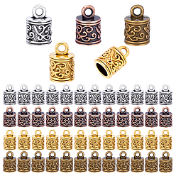 (52) Непрозрачная лаванда 120шт 4 стиль тибетский стиль сплав наконечники шнура, Торцевые крышки, Терминаторы, колонка, без кадмия и без свинца, разноцветные, 13x8.5 мм, отверстие : 2 мм, внутренний диаметр: 5.5 мм, о 30шт / цвет