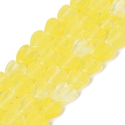 Yellow Transparent Glass Beads Strands, Heart, Yellow, 5~6x6x2mm, Hole: 0.5~0.6mm, about 68~74pcs/strand, 14.57~16.14 inch(37~41cm)