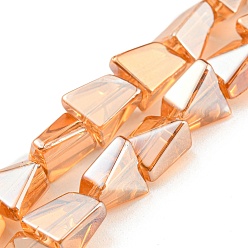 Sandy Brown Pearl Luster Plated Electroplate Transparent Glass Beads Strands, Faceted Polygon, Sandy Brown, 8x7x5mm, Hole: 1mm, about 80pcs/strand, 25.04 inch(63.6cm)