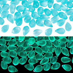 Бледно-бирюзовый 150 шт. светящиеся прозрачные матовые стеклянные подвески-капли, ювелирные аксессуары своими руками, бледные бирюзовая, 9x6 мм