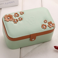 Темный Морско-зеленый Прямоугольные ящики для хранения ювелирных изделий из искусственной кожи, Портативный дорожный футляр для цветов с застежкой-застежкой, для держателя кольца для серег, подарок для женщин, темно-зеленый, 18x11x8 см