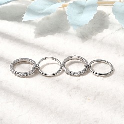 Платина Латунные микро проложить пальцев кольца кубического циркония, штабелируемые кольца, стойки покрытие, долговечный, без кадмия и без свинца, платина, 1.5~3.5 мм, размер США 7 1/4 (17.5 мм)