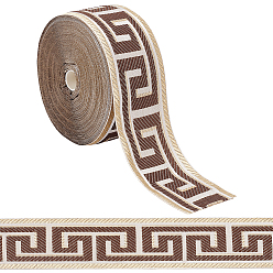 Кокосово-Коричневый Винтажная жаккардовая лента из полиэстера, плетеная лента с вышивкой, кокосового коричневый, 2-3/8 дюйм (60 мм), около 27.34 ярдов (25 м) / рулон