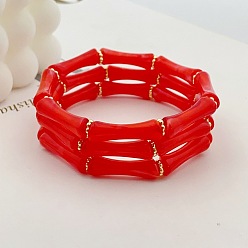Красный Браслеты из акрила и бамбука для женщин, красные, внутренний диаметр: 2-1/4 дюйм (5.8 см)