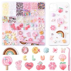 Pink Наборы фурнитуры для кабошонов из АБС-пластика, имитации жемчуга, полимерной глины, акрила и смолы., в комплект входят пинцеты из полипропиленового пластика., розовые, 2.5~34.5x1~26x0.8~11 мм