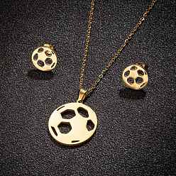 Золотой Комплекты из серег-гвоздиков и ожерелий с подвесками из нержавеющей стали для женщин, золотые, 65x50 мм