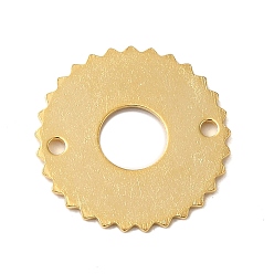 Real 24K Gold Plated Brass Connector Charms, Lace Edged Flat Round Links, Cadmium Free & Lead Free, Real 24K Gold Plated, 16x0.9mm, Hole: 1.4mm