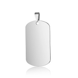 Stainless Steel Color 201 Stainless Steel Pendants, Manual Polishing, Rectangle, Stamping Blank Tag, Stainless Steel Color, 50x28x2mm, Hole: 4x7mm