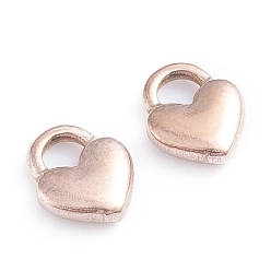 Rose Gold Ion Plating(IP) 304 Stainless Steel Charms, Heart Lock, Rose Gold, 10.5x9x2.5mm, Hole: 3x3.5mm
