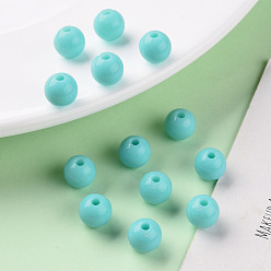 Pale Turquoise Opaque Acrylic Beads, Round, Pale Turquoise, 8x7mm, Hole: 2mm, about 1745pcs/500g