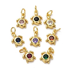 Золотой Кулон из циркония, прелести черепахи, долговечный, с целью перехода в кольце, золотые, 12x8.5x2.5 мм, отверстие : 3 мм