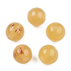 Pale Goldenrod Resin Beads, Imitation Gemstone, Round, Pale Goldenrod, 12x11.5mm, Hole: 1.5~3mm