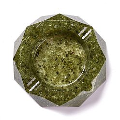 Перидот Пепельница из смолы с натуральным перидотом, cmолой, украшение стола в домашнем офисе, восьмиугольник, 103x98x26 мм, внутренний диаметр: 60 мм