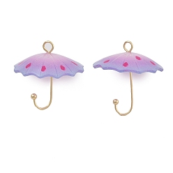 Средний Фиолетовый Акриловые подвески, зонтик, с латунной найти, средне фиолетовый, 21.5x22 мм, отверстие : 2 мм