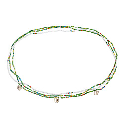 Бабочка Богемный сплав морской зверь подвеска стеклянный бисер 3 многослойные талии живота эластичные цепи для женщин, красочный, золотые, бабочка, 800 мм, 3 шт / комплект