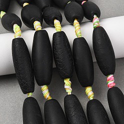 Черный Природный агат бисер нитей, окрашенная и подогревом, рис, чёрные, 28~35x11~15 мм, отверстие : 2.5~3 мм, около 9~10 шт / нитка, 15.75'' (40 см)