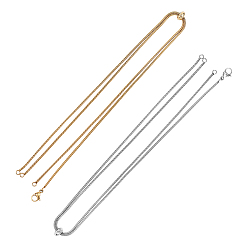 Golden & Stainless Steel Color Adjustable 304 Stainless Steel Slider Necklaces, with Snake Chains and Slider Beads, Golden & Stainless Steel Color, 28.3 inch~28.5 inch(71.9~72.3cm), 2 colors, 1pc/color, 2pcs/set