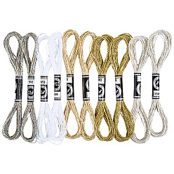 (52) Непрозрачная лаванда 10 мотки 5 цвета 12 мулине для вышивания из металлизированного полиэстера, блестящие нитки для вышивки крестиком для рукоделия, ручная вышивка, браслеты дружбы плетеная веревка, разноцветные, 0.8 мм, около 8.75 ярдов (8 м), 2 мотки/цвет