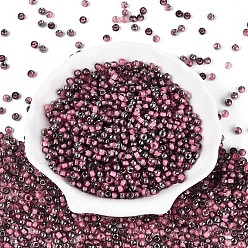 Бледно-фиолетовый Красный Прозрачные внутри цветные стеклянные бусины, круглые, бледно-фиолетовый красный, 4x3 мм, отверстие : 1.4~1.5 мм, о: 7500 шт / 450 г