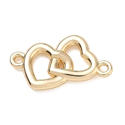 Golden Hollow Alloy Connector Charms, Interlocking Heart Links, Golden, 25x16x3.5mm, Hole: 1.6mm