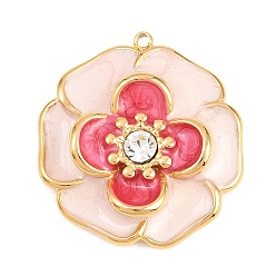 Светло-Коралловый 304 нержавеющей стальной эмали подвески, , золотые, со стразами, свет коралловый, 26.5x24.5x6.5 мм, отверстие : 1.5 мм