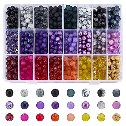 (52) Непрозрачная лаванда 1080 шт. 24 стили смешанные стеклянные бусины, круглые, разноцветные, 8~9 мм, отверстие : 1~1.6 мм, 45 ps / style
