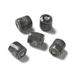 Черный Фарфоровые бусины ручной работы, колонка, чёрные, 10~10.5x9~10.5 мм, отверстие : 2.5 мм