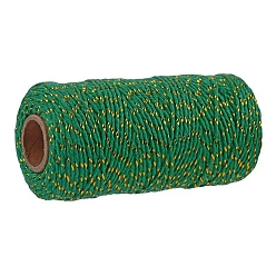 Темно-Зеленый Двухцветные хлопковые нити, макраме шнур, декоративные нитки, для поделок ремесел, упаковка подарков и изготовление ювелирных изделий, темно-зеленый, 2 мм, около 109.36 ярдов (100 м) / рулон