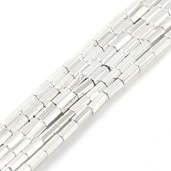 Silver Plated Electroplated Synthetic Non-Magnetic Hematite Beads Strands, Hexagonal Prism, Silver Plated, 4x2x2mm, Hole: 0.8mm, about 95pcs/strand, 16.22''(41.2cm)