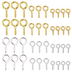 Платиновый & Золотой 600 шт. 6 стили железный винт проушина колышки поручни, за половину пробурено бисера, платиной и золотом, 8~13x4~6.5x1~1.5 мм, отверстие : 2~4 мм, 100 шт / стиль