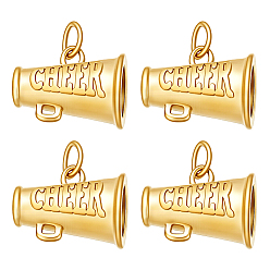 Others 4Pcs 304 Stainless Steel Pendants, Real 18K Gold Plated, Trumpet with Word Cheer, 5x15mm