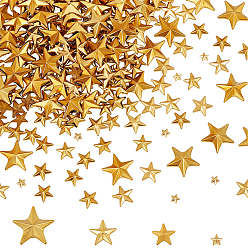 Золотой 600шт. 4 стили, аксессуары для костюмов из сплава и латуни, аппликация, звезда, золотые, 4~14x4~15x2~3 мм, 150 шт / стиль