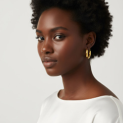 Doré  304 créoles en acier inoxydable pour femme, or, 21x19.5mm
