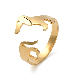 Golden 304 Stainless Steel Cuff Rings, Open Finger Ring for Women, Dachshund Dog, Golden, US Size 8 1/2(18.5mm)